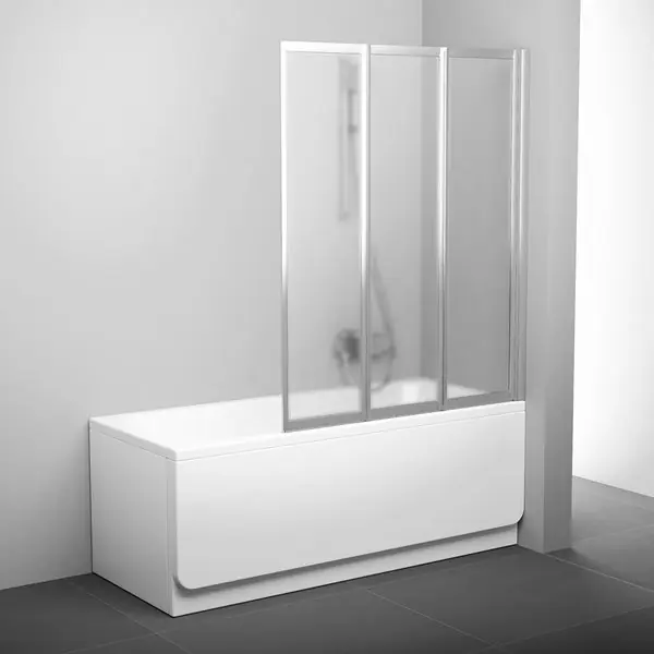 Ravak Supernova VS3 130 Rain Parawan nawannowy trzyczęściowy składany 130x140 cm profile satynowe szkło przezroczyste z AntiCalc 795V0U00Z1