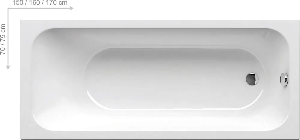 Ravak Inspiration Chrome Wanna prostokątna 150x70x43,5 cm akrylowa biała C721000000