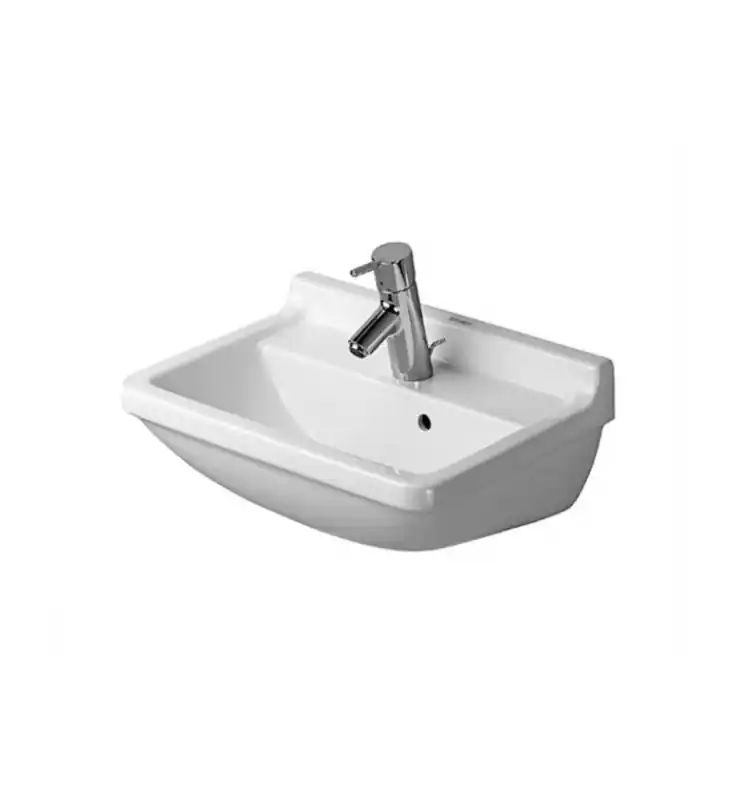 Duravit Starck 3 Umywalka z przelewem 50x36 cm z jednym otworem na baterię biała z powłoką WonderGliss 03005000001