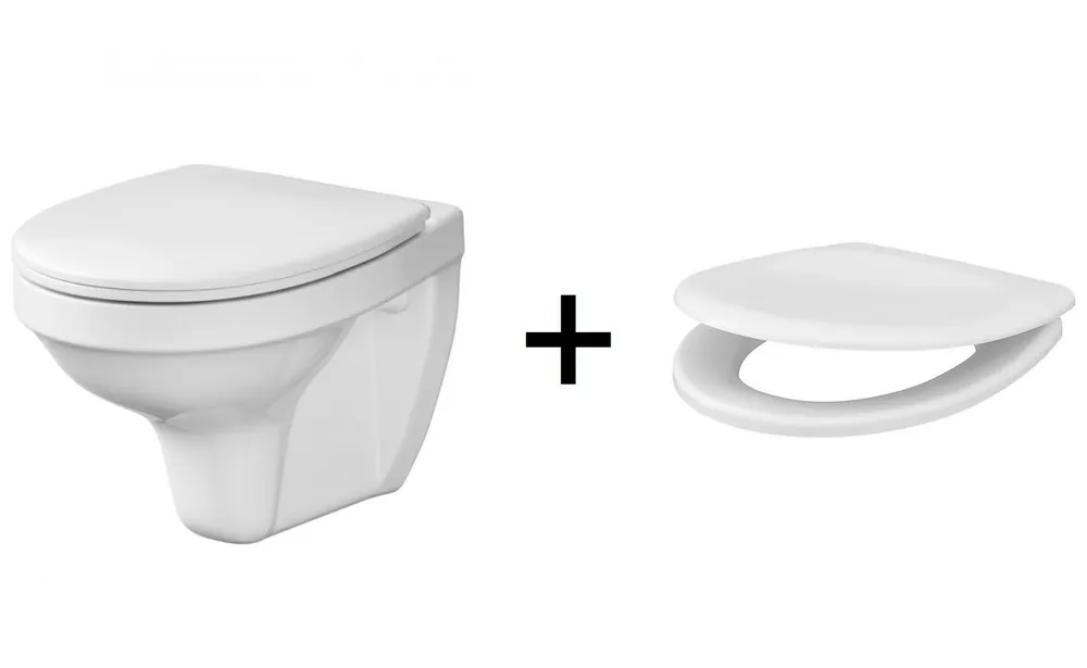 Cersanit Delfi Zestaw Toaleta WC podwieszana 51x36 cm z kołnierzem + deska zwykła biały K97-140