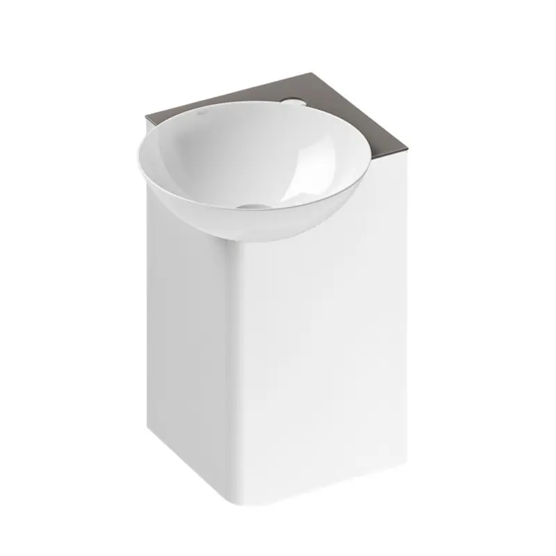 Alape WP.INSERT5 Umywalka narożna wisząca 35,5x35 cm z ProShield biała/antracyt/brąz 5245000110
