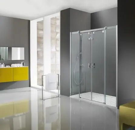 Huppe Vista Pure Drzwi suwane 2-częściowe ze stałymi segmentami do wnęki - 140/200 chrom/chrom Szkło przezroczyste VT0420C91321