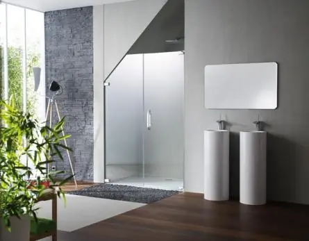 Huppe Studio Paris Elegance Drzwi skrzydłowe z częścią boczną do wnęki - Mocowanie lewe na wymiar Chrom Szkło przezroczyste Anti-Plaque PR0049C322