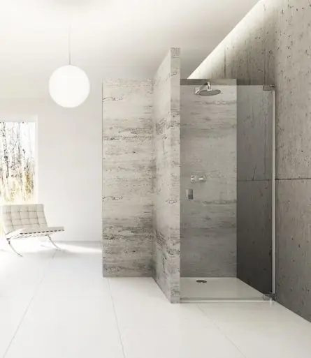 Huppe Studio Berlin Pure Drzwi skrzydłowe bezramowe do wnęki Mocowanie prawe na wymiar chrom mat Szkło Intima Anti Plaque BR0019E375