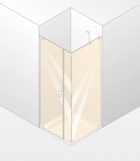 Huppe Studio Berlin Pure Kabina prysznicowa bezramowa drzwi skrzydłowe z częścią boczną i ścianką boczną Mocowanie prawe na wymiar chrom mat Szkło Intima Anti Plaque BR0159E375