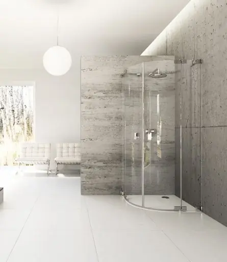 Huppe Studio Berlin Pure Kabina prysznicowa bezramowa drzwi skrzydłowe ze stałymi segmentami, 2 częściowe na wymiar/50 chrom mat Szkło Karo Anti Plaque BR2009E312