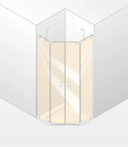 Huppe Studio Berlin Pure Kabina prysznicowa bezramowa drzwi skrzydłowe ze stałymi segmentami, 2 częściowe na wymiar chrom mat Szkło Sand Plus Anti Plaque BR5009E316
