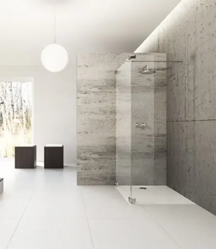 Huppe Studio Berlin Pure Kabina prysznicowa bezramowa typ Walk in Model 4 Mocowanie lewe na wymiar chrom eloxal Szkło Sand Plus BR0759C315