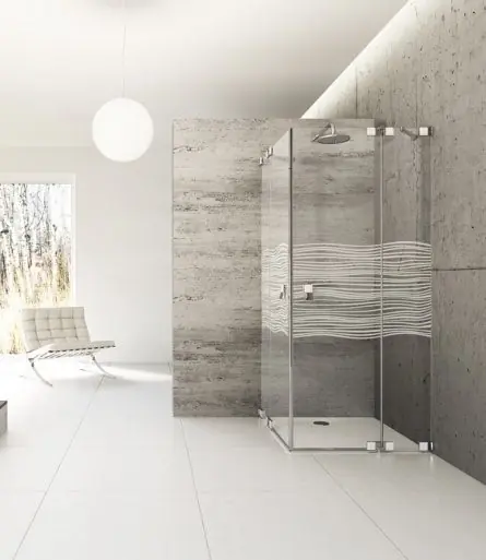 Huppe Studio Berlin Pure Kabina prysznicowa bezramowa wejście narożnikowe, drzwi skrzydłowe ze stałymi segmentami na wymiar biały Szkło Intima BR0329G373