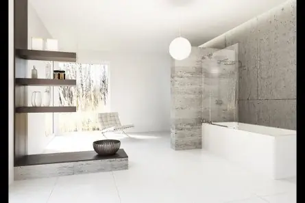 Huppe Studio Berlin Pure Parawan nawannowy bezramowy, 1 częściowy ze stałym segmentem Mocowanie lewe na wymiar biały Szkło przezroczyste BR0429G321