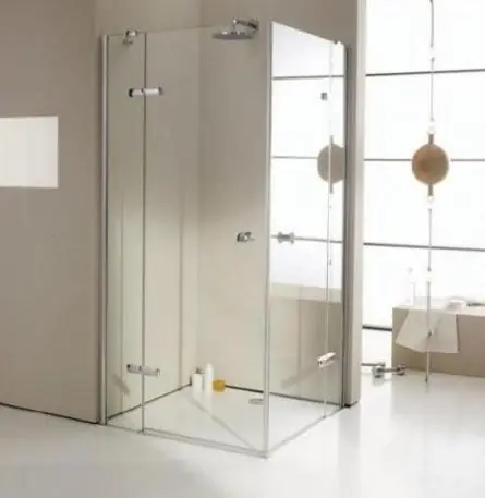 Huppe Enjoy Elegance Wejście narożnikowe, drzwi skrzydłowe ze stałymi segmentami, montaż na brodziku, częściowo w ramie - 90/200 srebrny matowy Szkło przezroczyste 3T3302.087.321