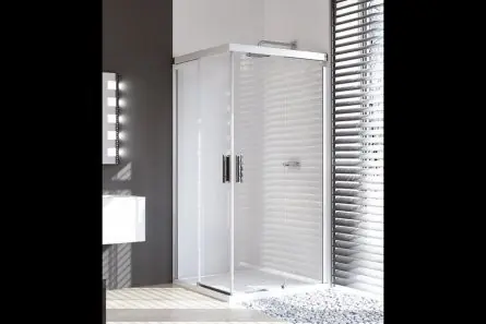 Huppe Design Pure Kabina prysznicowa-wejście narożnikowe, drzwi suwane 2-częściowe - 80/120/190 Chrom eloxal/srebrny matowy Szkło Intima Anti-Plaque 8P2906.H87.375