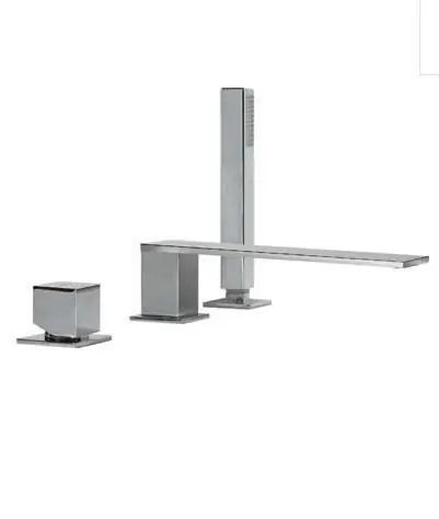 Tres Cuadro Bateria wannowa 3-otworowa z płaską wylewką chrom 006.161.06