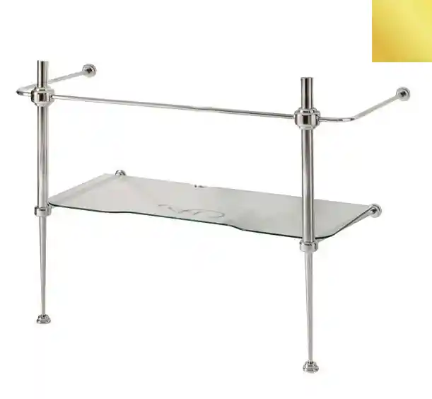 Kerasan Waldorf Metalowy stelaż ze szklaną półką pod umywalkę 100cm złoty 9196K2