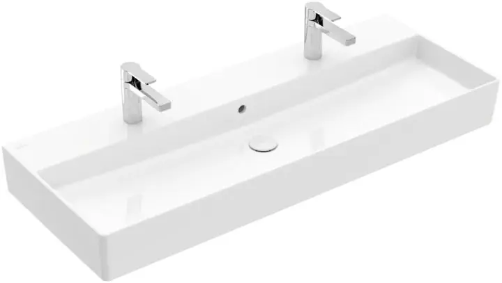 Villeroy & Boch Memento 2.0 Umywalka wisząca 120x47 cm z 2 otworami na baterie z przelewem weiss alpin 4A22C401
