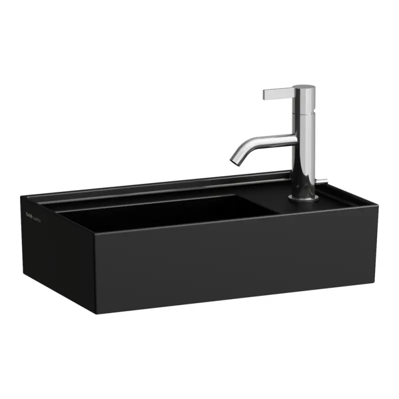 Laufen Kartell Umywalka wisząca lub meblowa 46x28 cm bez otworu na baterię czarny mat H8153347161121