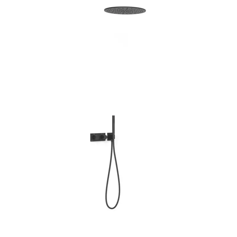 Tres B-System Zestaw prysznicowy podtynkowy termostatyczny czarny mat 30735206NM