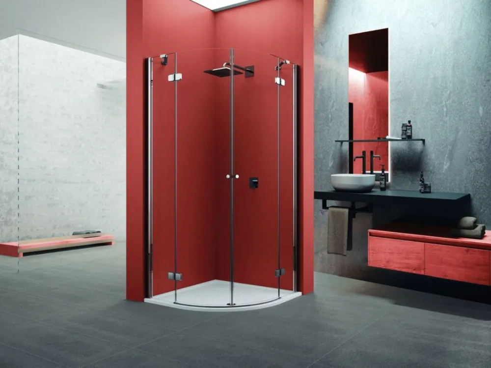 Novellini Brera Lite Kabina prysznicowa półokrągła 100x200 cm drzwi uchylne profile chrom szkło przezroczyste BRLTR100-1K