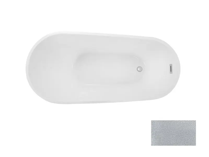 Besco Melody Glam Wanna wolnostojąca 150x80 cm biały połysk/srebrny + maskownica syfonu z przelewem biała WA-150-MSB