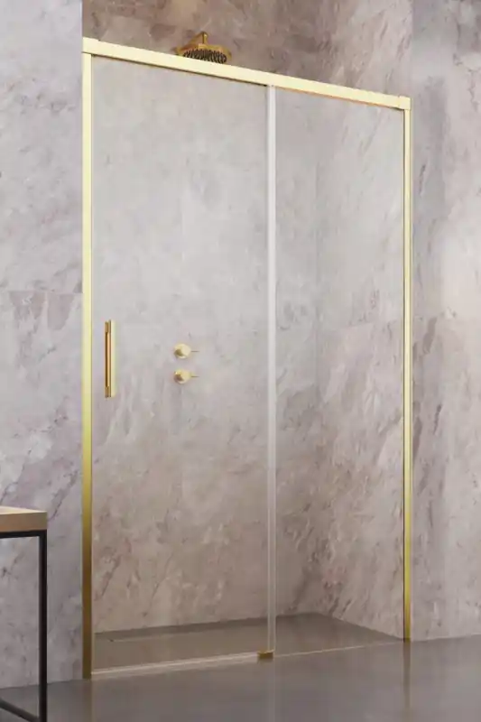 Radaway Idea Gold DWJ Drzwi prysznicowe przesuwne 130x200,5 cm prawe profile złote szkło przejrzyste 387017-09-01R
