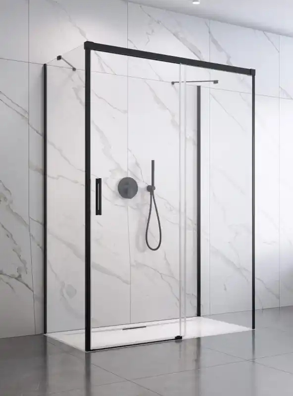 Radaway Idea Black KDJ+S Drzwi prysznicowe przesuwne 140x200,5 cm prawe profile czarne szkło przejrzyste 10116140-54-01R
