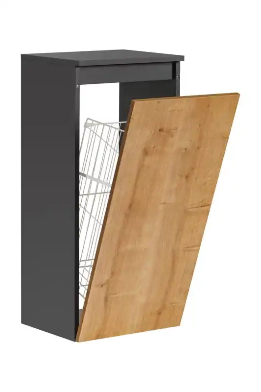 Comad Monako Grey Szafka boczna dolna z koszem na pranie 40x33x87 cm dąb hamilton/diamentowy szary MONAKOGREYOAK811-FSC