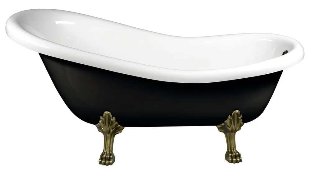 Polysan Retro Wanna wolnostojąca 147x69,5 cm czarno-biała/brąz 85366