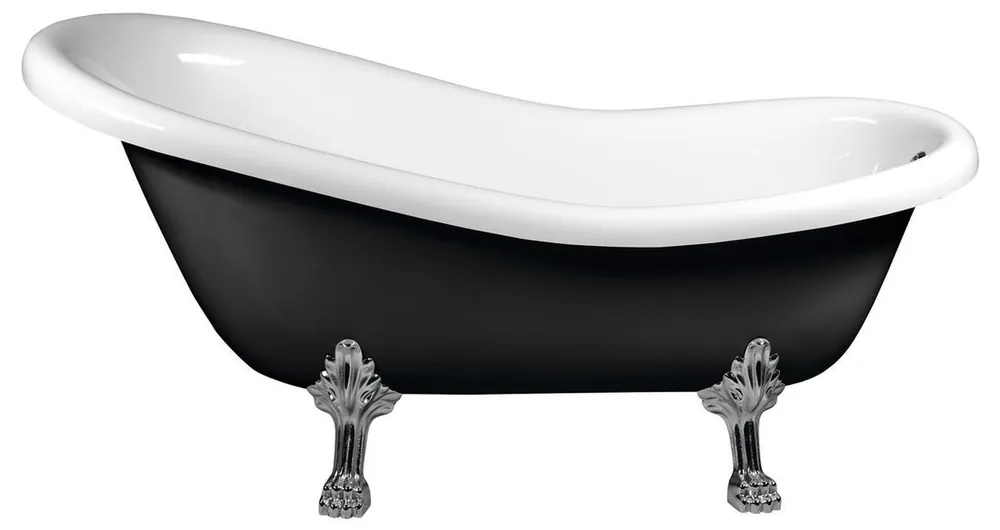 Polysan Retro Wanna wolnostojąca 147x69,5 cm czarno-biała/chrom mat 85326