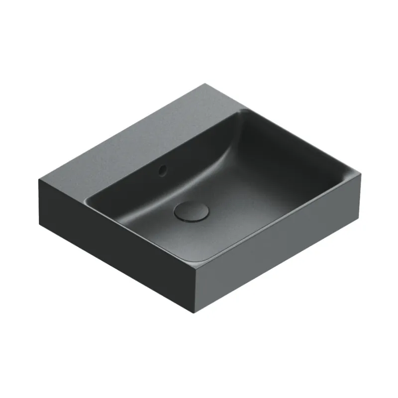Catalano Premium Umywalka nablatowa lub wisząca 50x47 cm bez otworu na baterię czarny mat 150VPNNS/0220500022