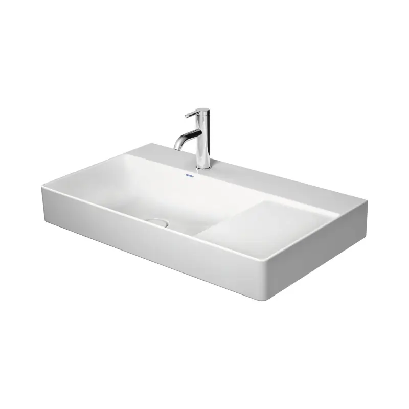 Duravit DuraSquare Umywalka meblowa 80x47 cm lewa z otworem na baterię szlifowany spód biały Alpin z powłoką WonderGliss 23488000711