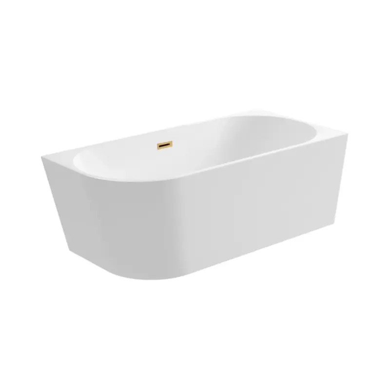 Balneo Avola Wanna wolnostojąca 160x80 cm narożna prawa biała + syfon klik klak złoty J0101040402-1