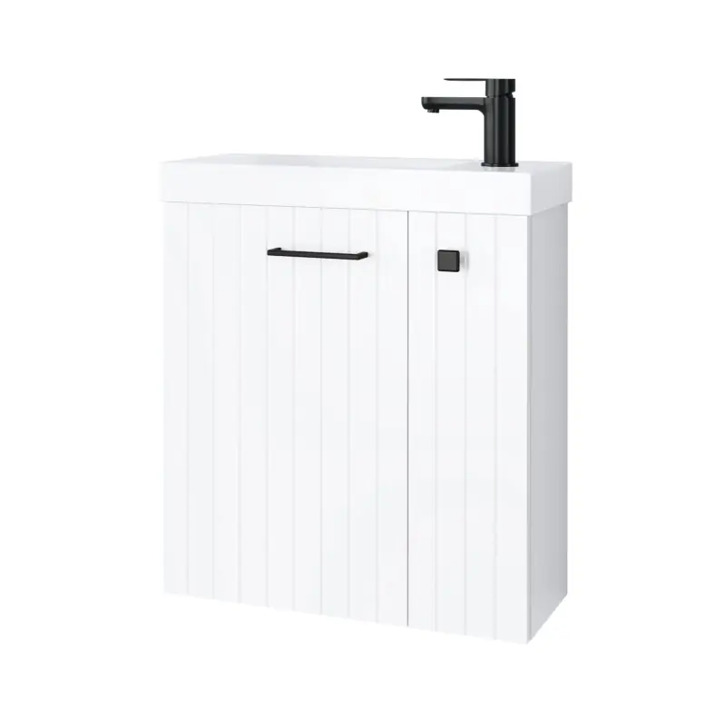 UpTrend Nook Zestaw Szafka podumywalkowa 55x22x65 cm biały mat/uchwyty czarny mat + umywalka meblowa biała 010-SU55-04+TR41366