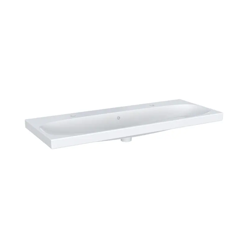 Geberit Acanto Umywalka wisząca lub meblowa 120x48 cm podwójna z przelewem biały z powłoką KeraTect 501.880.00.2