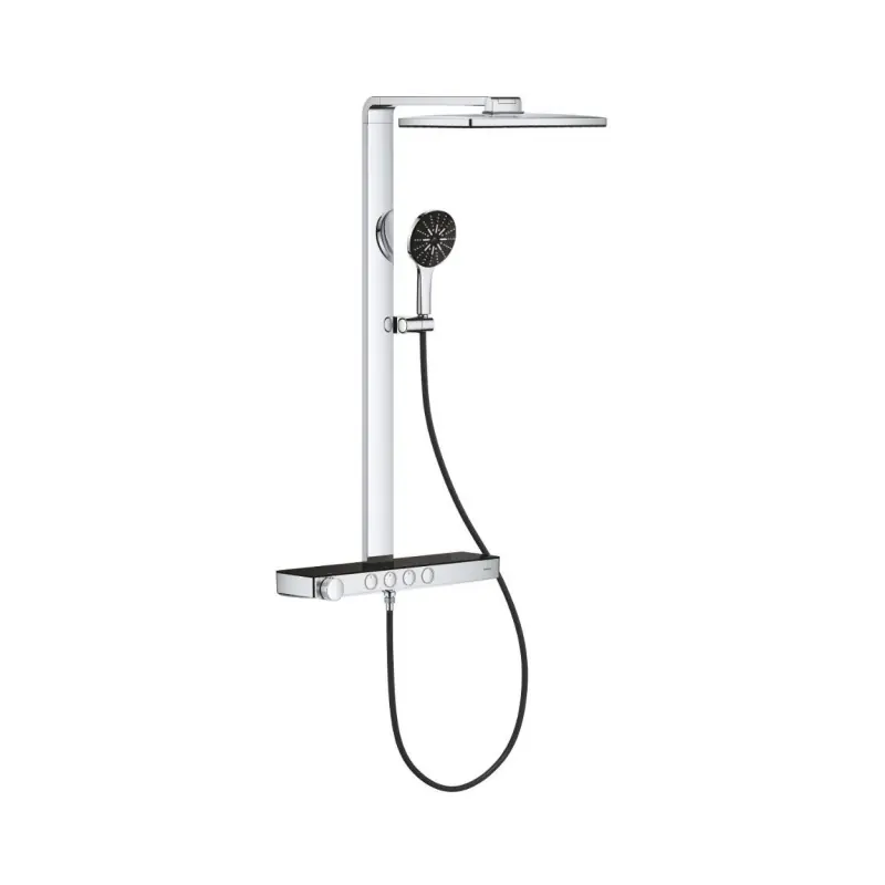 Grohe Spa Rainshower Aqua Pure Zestaw prysznicowy termostatyczny natynkowy z deszczownicą przepływ 8,7 l/min czarny/chrom 100961KI00