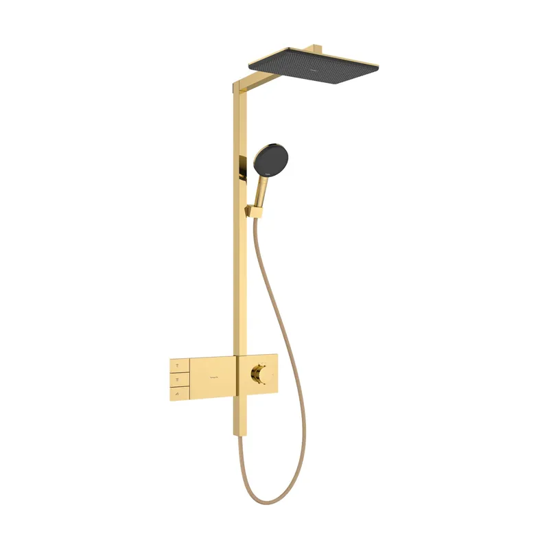 Hansgrohe Raindance Alive Q Zestaw Prysznicowy 21x34 cm 2jet EcoSmart termostatyczny ShowerSelect Comfort Złoty Optyczny Polerowany 24591990