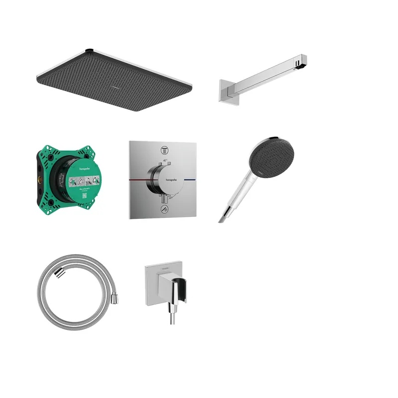 Hansgrohe Raindance Alive Q Zestaw prysznicowy 21x34 cm 1jet z baterią termostatyczną i iBox universal 2 podtynkowy Chrom 24620000
