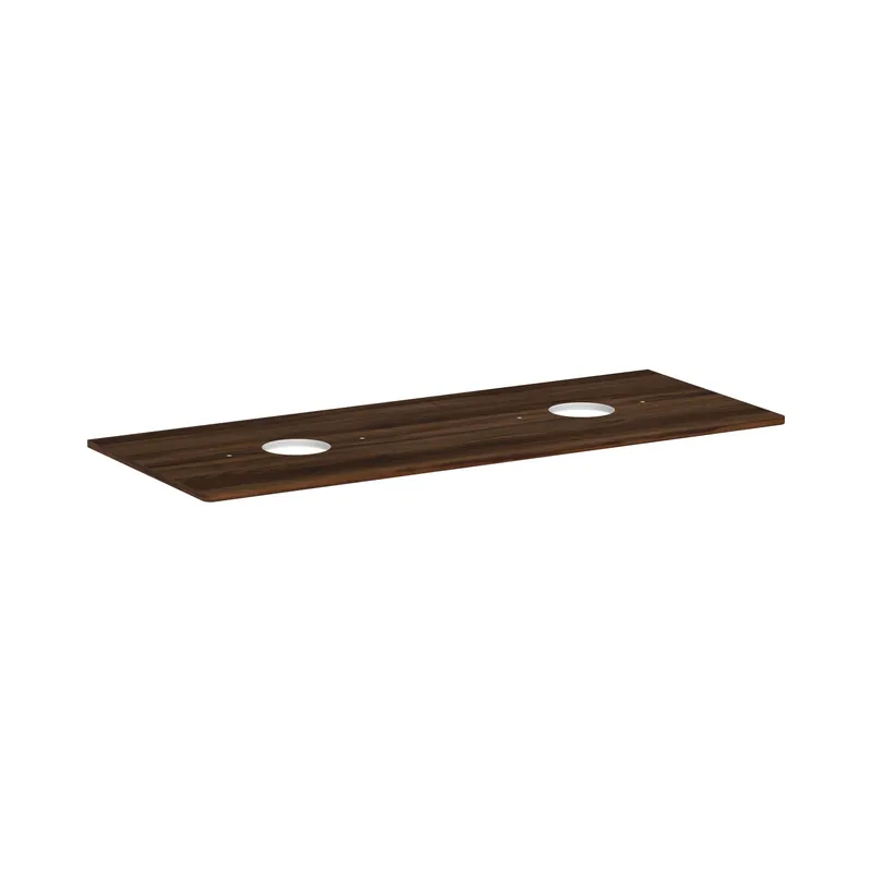 Hansgrohe Xelu Q Blat 136x55 cm z wycięciami pod 2 umywalki nablatowe bez otworu na baterię ciemny orzech 54118630