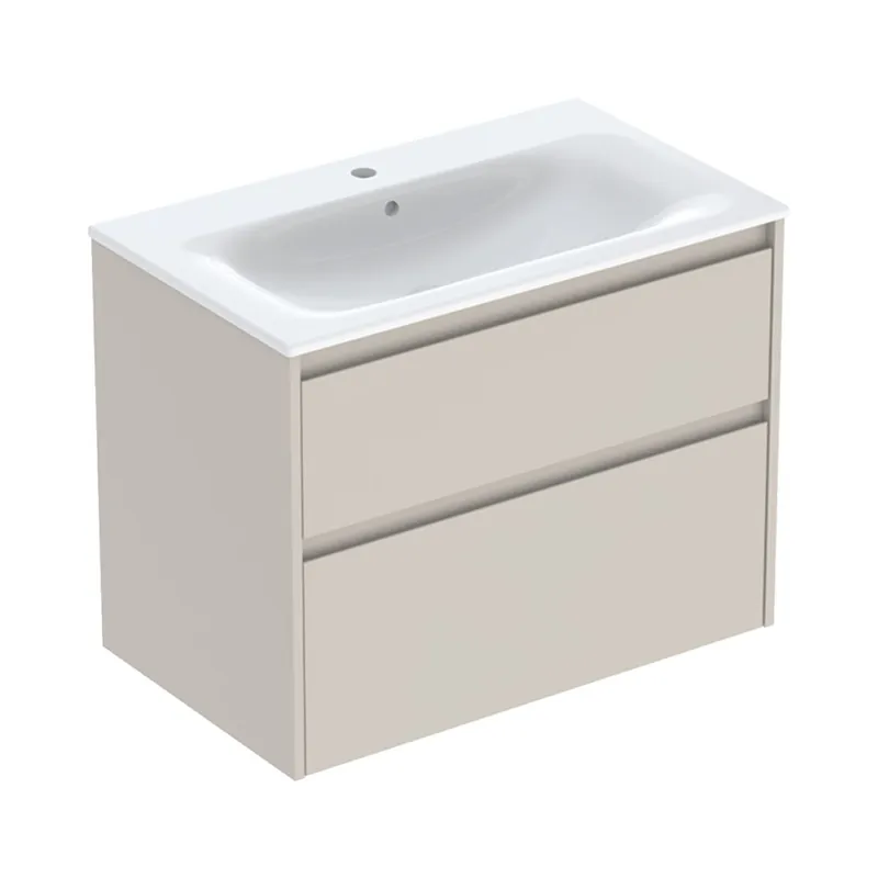Geberit Selnova Square Zestaw Szafka podumywalkowa 78,8x47,3x60,6 cm piaskowoszary/lakierowany jedwabny mat + umywalka meblowa biały 504.139.DB.1