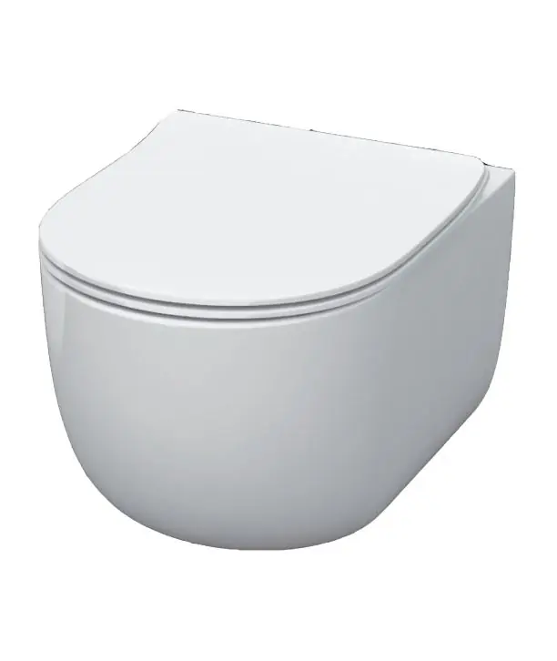Kerasan Flo Zestaw Toaleta WC podwieszana 54x36 cm Norim bez kołnierza z deską sedesową wolnoopadającą Slim biały 311101+319101
