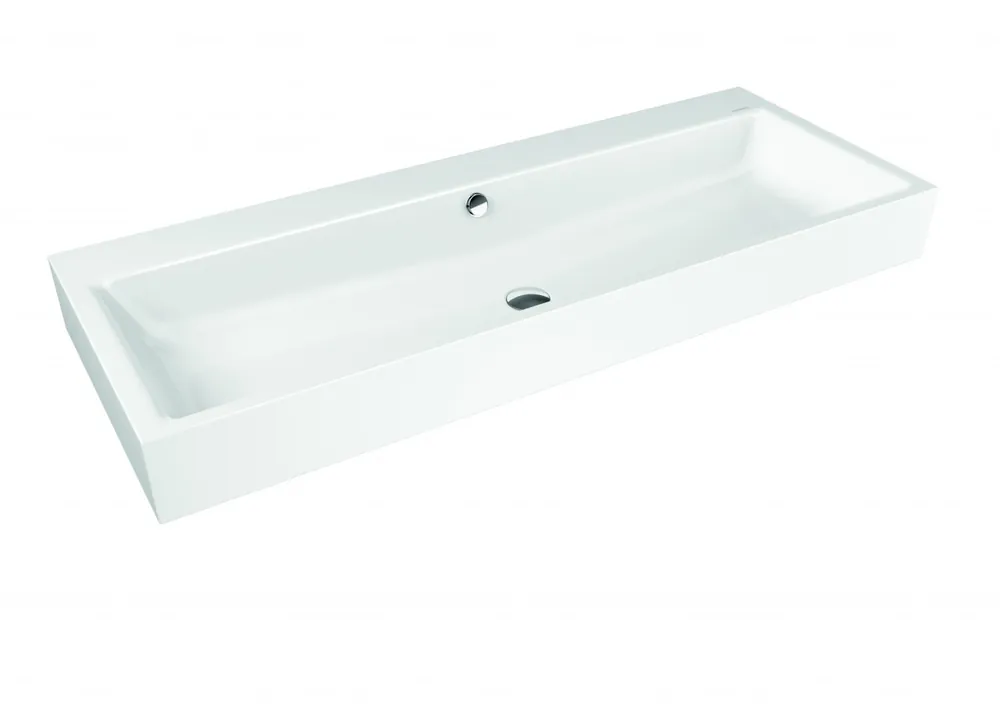 Kaldewei Puro 3168 Umywalka nablatowa podwójna 120x46 cm z przelewem 2x3 otwory pod baterie biała 907006053001