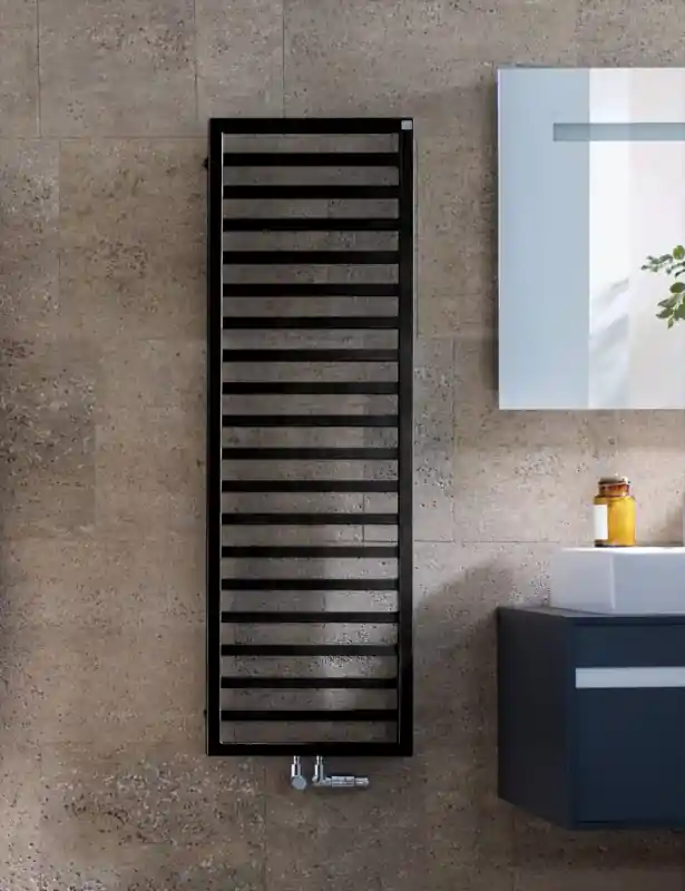 Zehnder Quaro Grzejnik dekoracyjny 140,3x45 cm pionowy zasilanie wodne black quartz 0550 QA-140-045/M0550