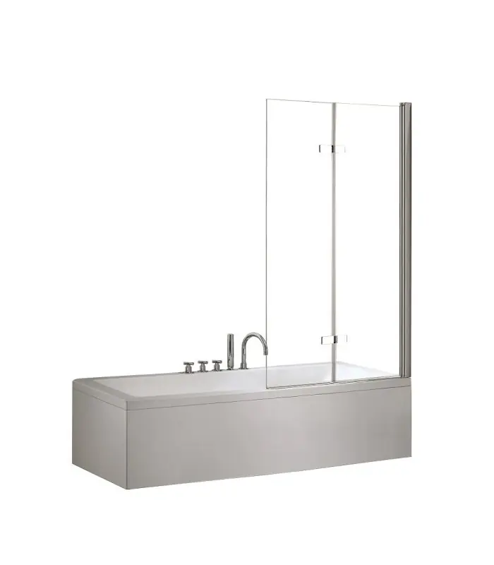 Besco Lumix Parawan nawannowy 2-częściowy 100x145 cm profile chrom szkło przezroczyste PL-2S