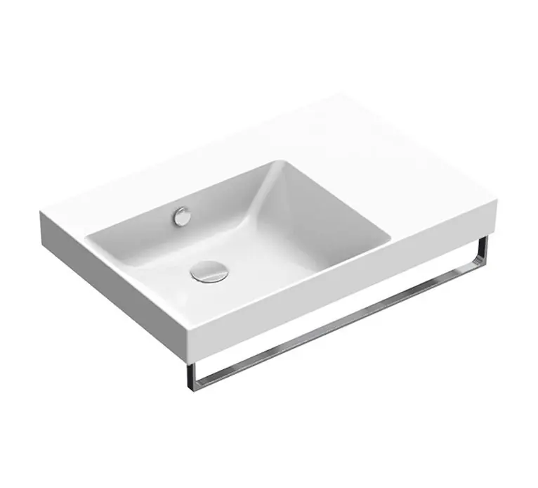 Catalano New Zero Umywalka wisząca nablatowa lub wpuszczana w blat 75x50 cm z półką po prawej stronie biała 175SZEUP00/0120790001