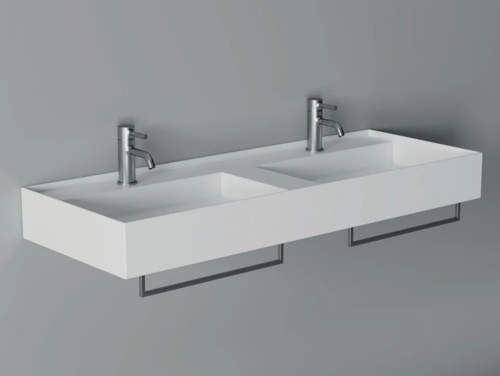 Alice Ceramica Hide Umywalka wisząca podwójna 120x45 cm biała 31260101S