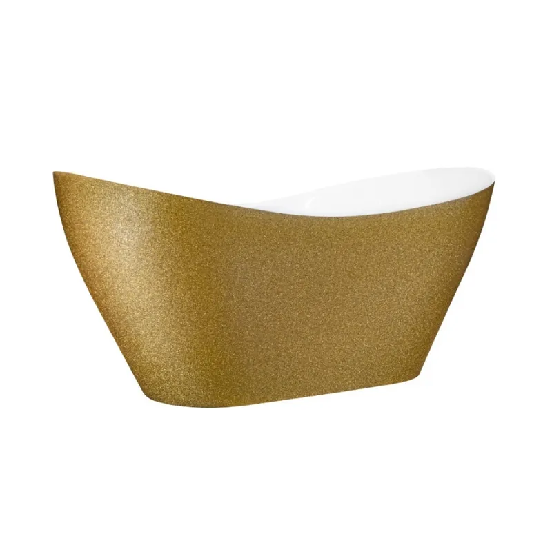 Besco Viya 160 Glam Wanna wolnostojąca 160x70 cm złoty/biały połysk + korek klik klak chrom WMD-160-VZ