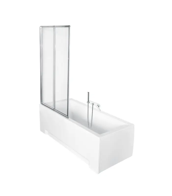 Besco Ambition Premium 2 Parawan nawannowy 2-częściowy 80,5x140 cm profile chrom szkło przezroczyste PAP-2S