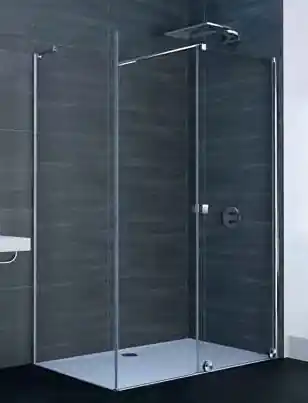 Huppe Xtensa Pure częściowo w ramie 4-kąt Ścianka boczna do Walk-In drzwi przesuwnych 1-częściowych 20-110x40-200 cm, wykonanie na wymiar, profile czarne black edition, szkło sand plus Anti-Plaque XT0381.123.316