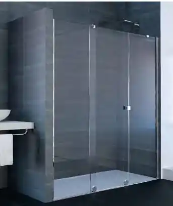 Huppe Xtensa Pure 4-kąt Drzwi prysznicowe przesuwne 1-częściowe ze stałym segmentem i częścią boczna 240,1-260x200 cm, profile czarne black edition, szkło lustrzane XT1106.123.380