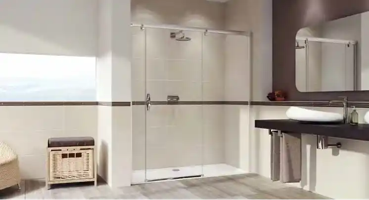 Huppe Aura Elegance 4-kąt Drzwi suwane ze stałym segmentem i częścią boczną 170x190 cm z funkcją soft open/soft close profile białe szkło privatima 401902.055.373.730
