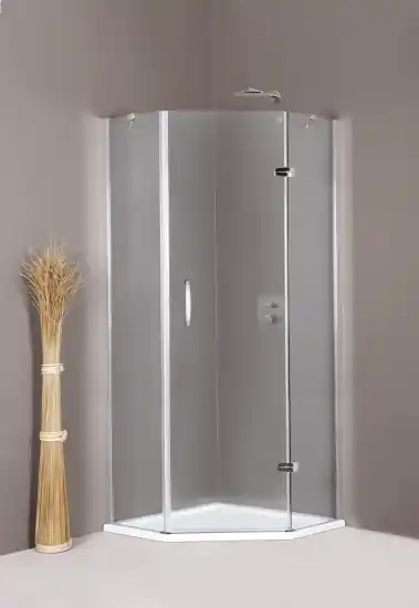 Huppe Aura Elegance 5-kąt Drzwi skrzydłowe ze stałymi segmentami, 1-częściowe o wysokości 160-200 cm 90x90, mocowanie prawe, wykonanie na wymiar, profile chrom eloxal, szkło sand plus 401180.092.315